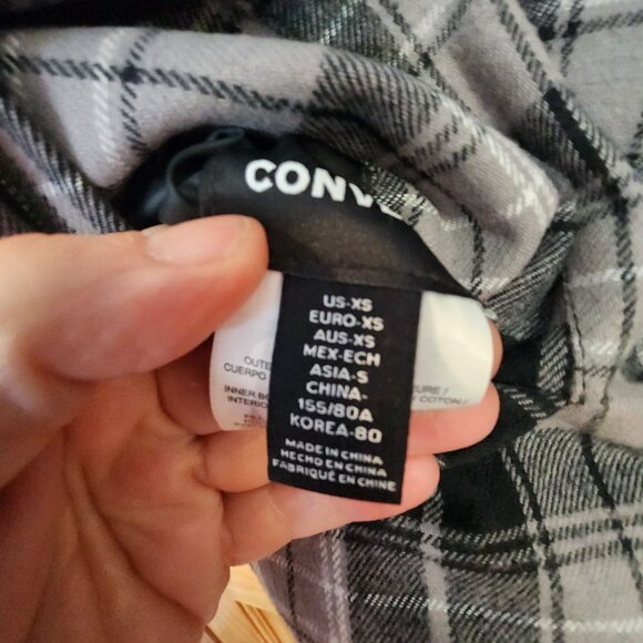 Converse Quilted Snap-Button Jacket With Reversible Plaid Lining Black XS - Picture 3 of 3